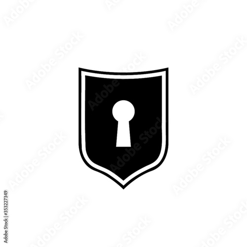 Black Shield with keyhole icon isolated on white background