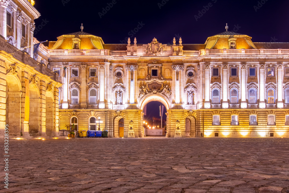 Royal Palace of Buda at night, Budapest, Hungary