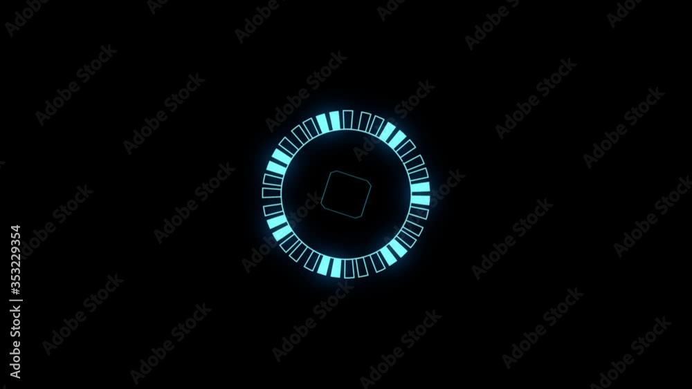 Neon animation of glowing circle, counting timer. Neon animation of glowing circle, counting timer.