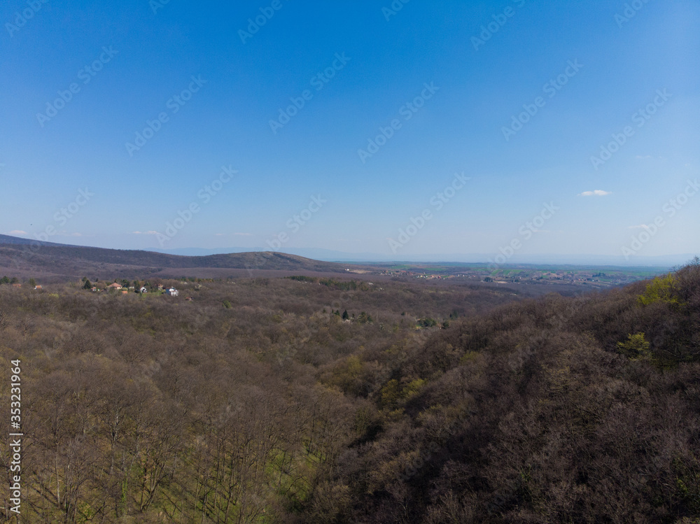 Panorama of the plain.Aerial photo.