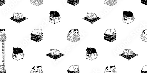 cat seamless pattern kitten vector calico rice cooker cook pillow book towel scarf isolated repeat background cartoon tile wallpaper doodle illustration design