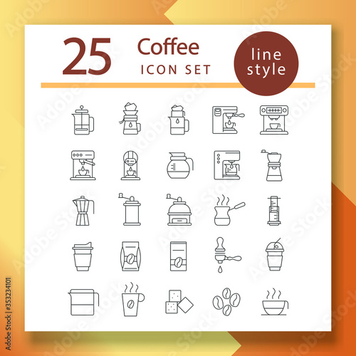 coffe icons set, different types of coffee