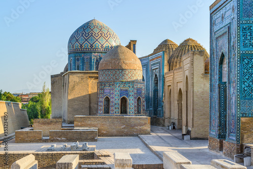 Architecture of Shah-i-Zinda ensemble, Samarkand, Uzbekistan photo