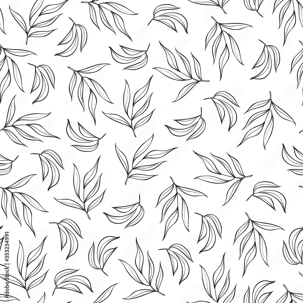 Fototapeta premium Seamless floral pattern. Stylish repeating texture. Repeating texture with black leaves on background.