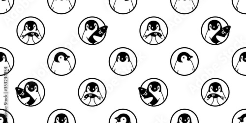 penguin Seamless pattern bird vector cartoon polka dot doodle scarf isolated tile background repeat wallpaper illustration design