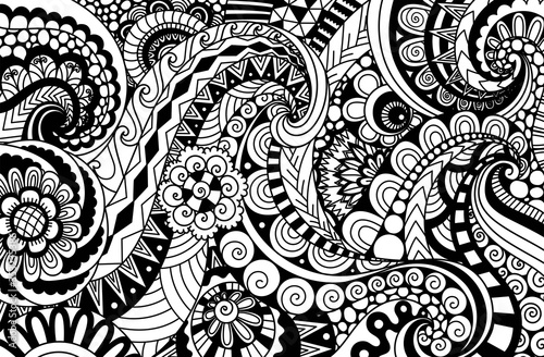 Line art of abstract scrolling wave for background and adult coloring book, coloring page for anti stress.Vector illustration
