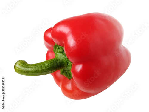 Ripe and juicy Bulgarian red pepper, on a white background