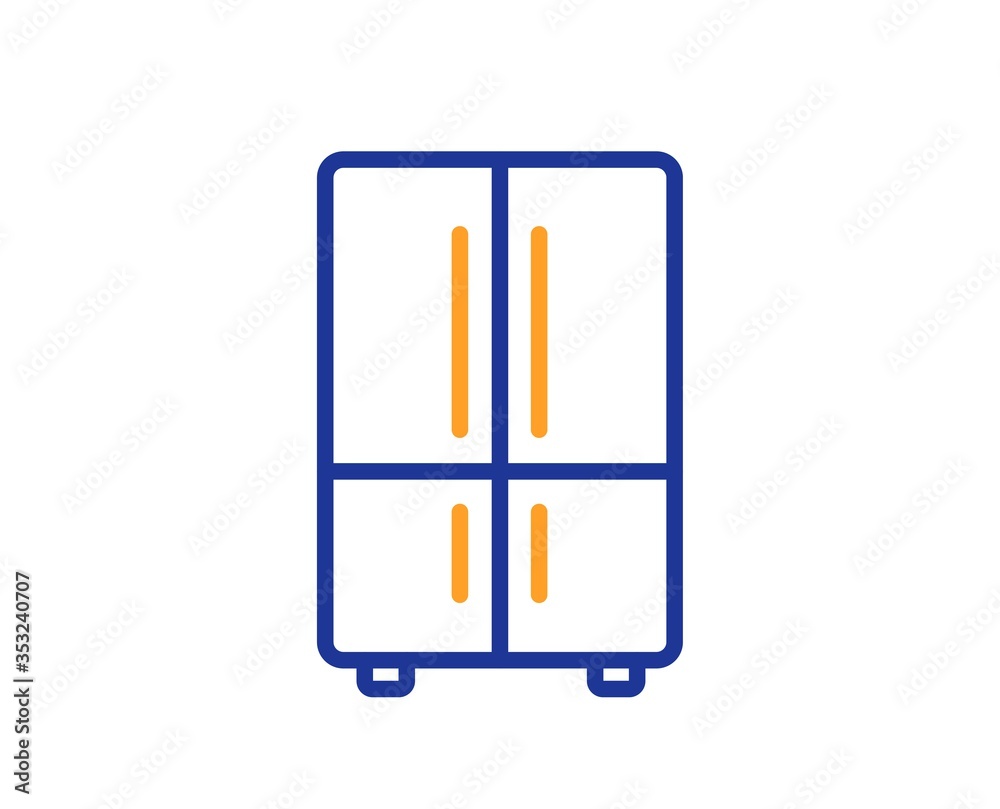 Two-chamber refrigerator line icon. Fridge sign. Freezer storage symbol. Colorful thin line outline concept. Linear style refrigerator icon. Editable stroke. Vector Two-chamber refrigerator line icon. Fridge sign. Freezer storage symbol. Colorful thin line outline concept. Linear style refrigerator icon. Editable stroke. Vector