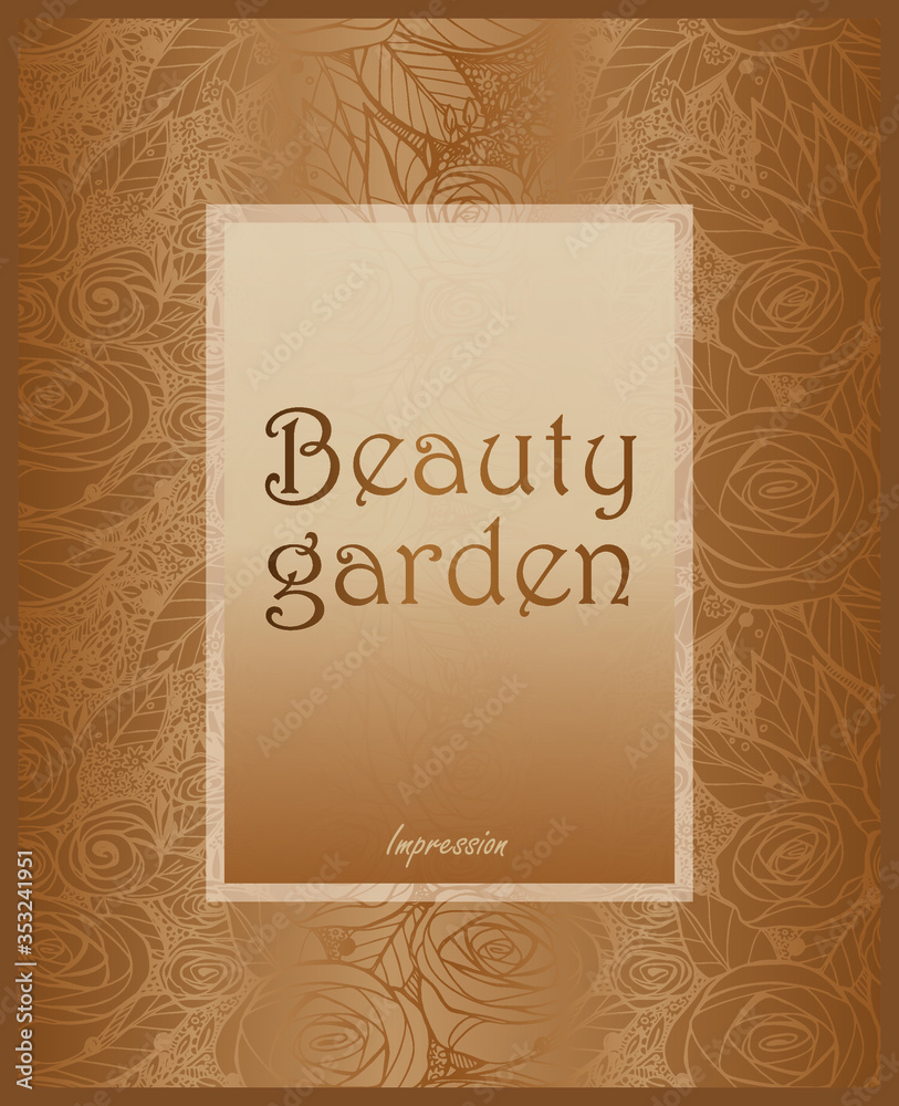 light gold vector beauty floral label card design