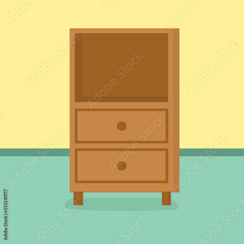 Furniture for home decor. Drawer for modern living room reception or lounge single object flat cartoon design vector illustration.