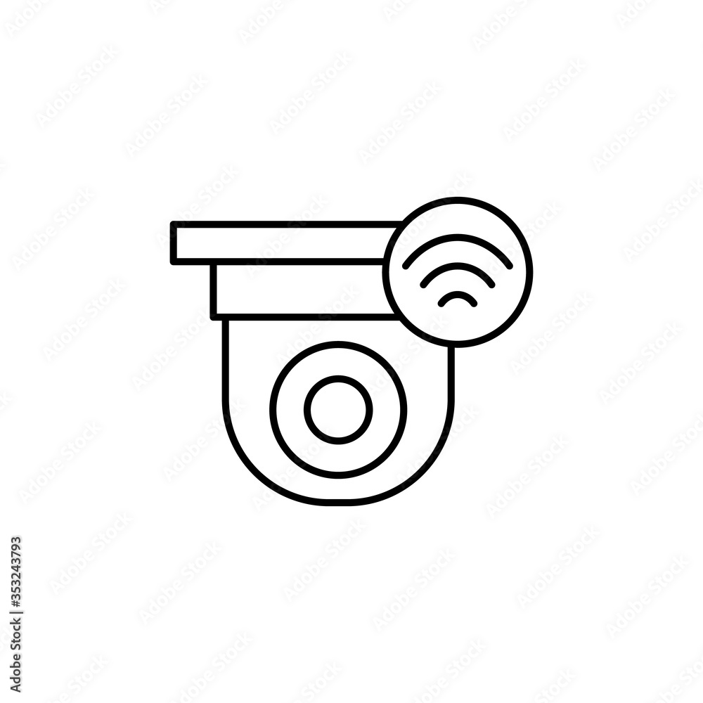 Camera icon. Simple line, outline vector elements of smart home for ui and ux, website or mobile application on white background Camera icon. Simple line, outline vector elements of smart home for ui and ux, website or mobile application on white background