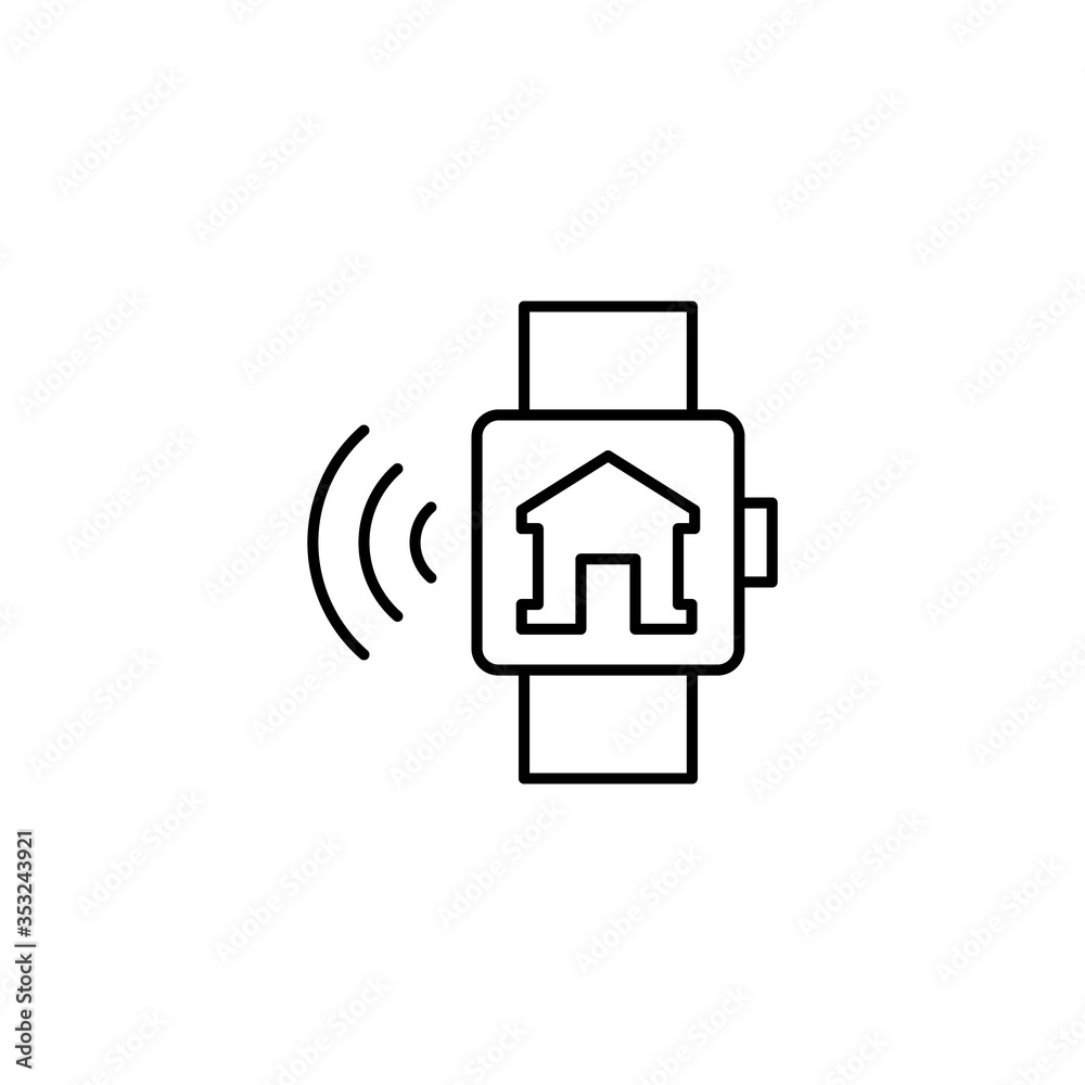 Watch, house icon. Simple line, outline vector elements of smart home for ui and ux, website or mobile application on white background Watch, house icon. Simple line, outline vector elements of smart home for ui and ux, website or mobile application on white background