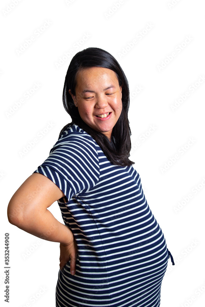 Happy Asia Chinese Pregnant women pregnant in 36 Weeks with holding hands on her belly Happy Asia Chinese Pregnant women pregnant in 36 Weeks with holding hands on her belly