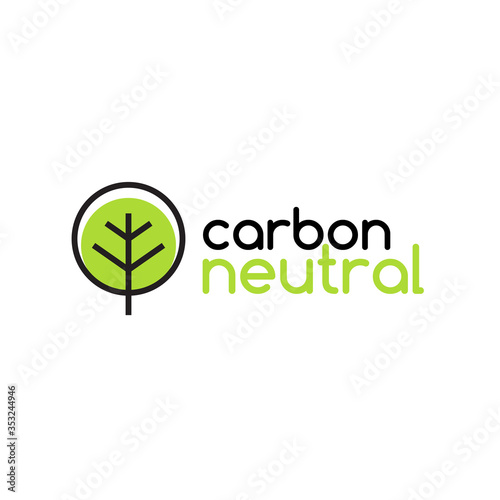 Carbon neutral icon logo. CO2 energy monoxide carbon ecology background label concept.