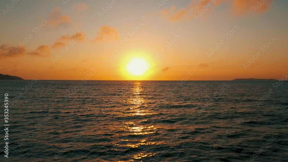 Drone aerial dynamic view over the waves beautiful ocean sunrise, South America, Santa Catarina, Brazil Drone aerial dynamic view over the waves beautiful ocean sunrise, South America, Santa Catarina, Brazil