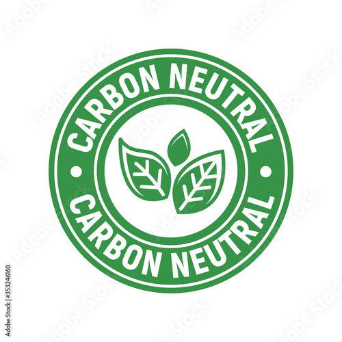 Carbon neutral icon stamp. CO2 energy monoxide carbon ecology background label concept