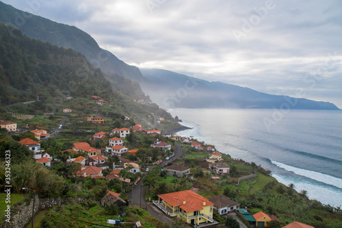 Aerial View of the seaside town of Seixal, Madeira