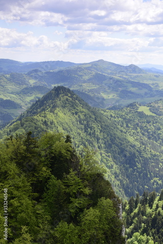 Pieniński Park Narodowy, panorama ze szczytu Trzy Korony