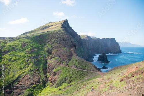 Panorama of cliffs and ocean at Ponta de São Lourenço