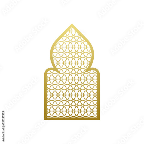 Arab vector window door pattern. Arabian islamic mosque ramadan ornament style