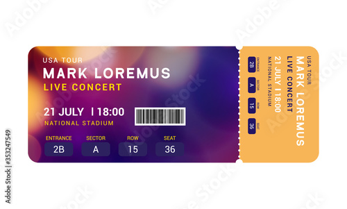 Music event concert ticket template. Ticket party design flyer pass ticket