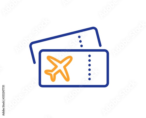 Boarding pass line icon. Airplane tickets sign. Check in flight symbol. Colorful thin line outline concept. Linear style boarding pass icon. Editable stroke. Vector