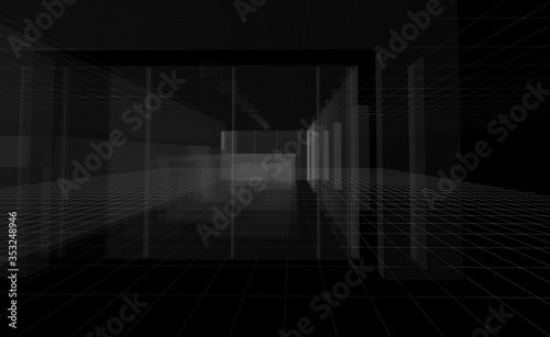 Abstract empty home interiors, original 3d rendering and models