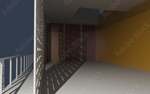 Abstract empty home interiors, original 3d rendering and models