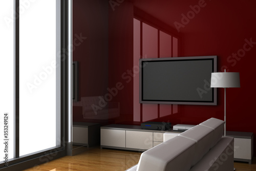 Living home interiors, original 3d rendering and models