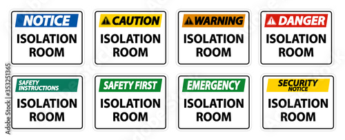 Set Isolation room Sign Isolate On White Background,Vector Illustration EPS.10