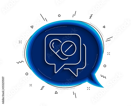 Medical drugs line icon. Chat bubble with shadow. Medicine pills sign. Pharmacy medication symbol. Thin line medical drugs icon. Vector