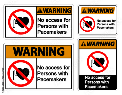 Warning No Access For Persons With Pacemaker Symbol Sign On White Background