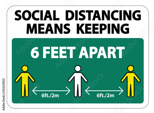 Social Distancing Means Keeping 6 Ft apart Sign Isolate On White Background,Vector Illustration EPS.10