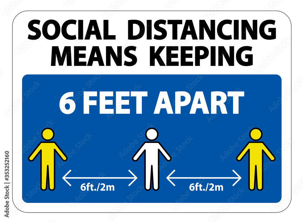Social Distancing Means Keeping 6 Ft apart Sign Isolate On White Background,Vector Illustration EPS.10 Social Distancing Means Keeping 6 Ft apart Sign Isolate On White Background,Vector Illustration EPS.10