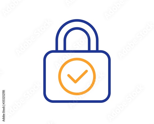 Security lock line icon. Cyber defence sign. Private protection symbol. Colorful thin line outline concept. Linear style security lock icon. Editable stroke. Vector