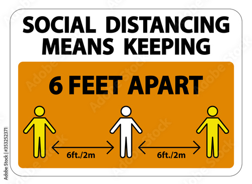 Social Distancing Means Keeping 6 Ft apart Sign Isolate On White Background,Vector Illustration EPS.10