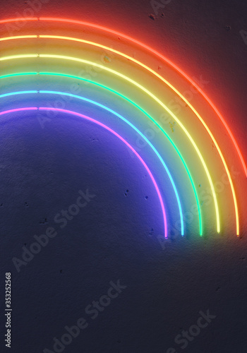 Canvastavla Creative fluorescent color rainbow layout made of neon tubes
