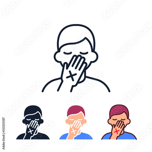 Avoid touching your eyes, nose and mouth icon. Vector design illustration. EPS 10.