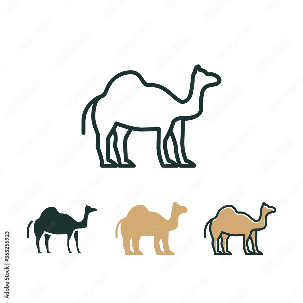 Camel icon. Desert sign and vintage icon. Ramadan icon. Arabic symbol. Vector EPS 10.