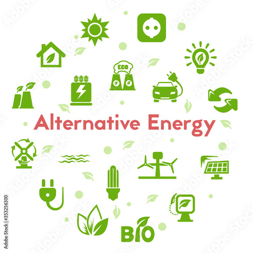 Alternative energy sources icons