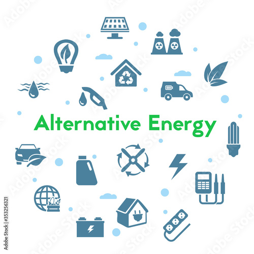 Alternative energy sources icons