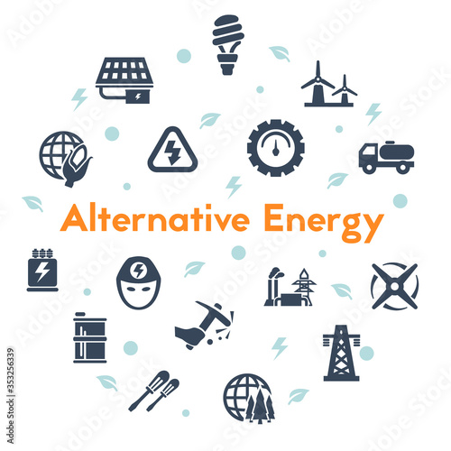 Alternative energy sources icons