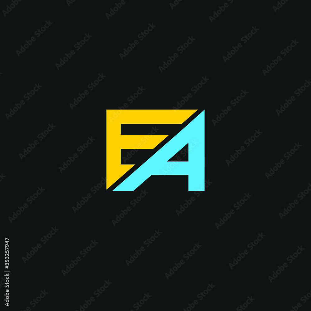 EA monogram logo with 3 pieces shape isolated on triangle EA monogram logo with 3 pieces shape isolated on triangle