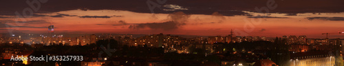 Night panorama of Gdansk, Poland. View over quarters of Wrzeszcz and Zaspa.