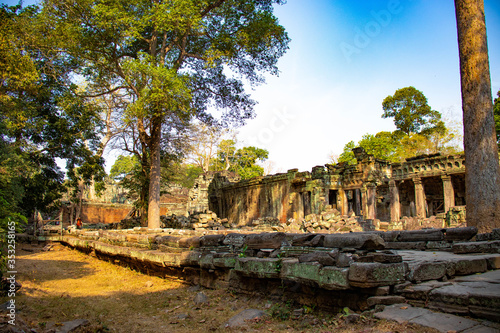 A beautiful view of Ta Phrom temple at Siem Reap, Cambodia.