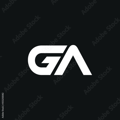 Minimalist abstract line art letter GA logo. This logo icon incorporate with two letter in the creative way.