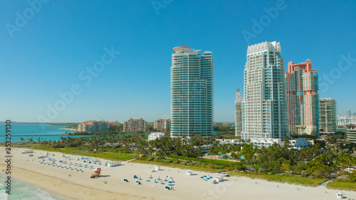 Miami Beach on a bright sunny day, aerial view © Sid10