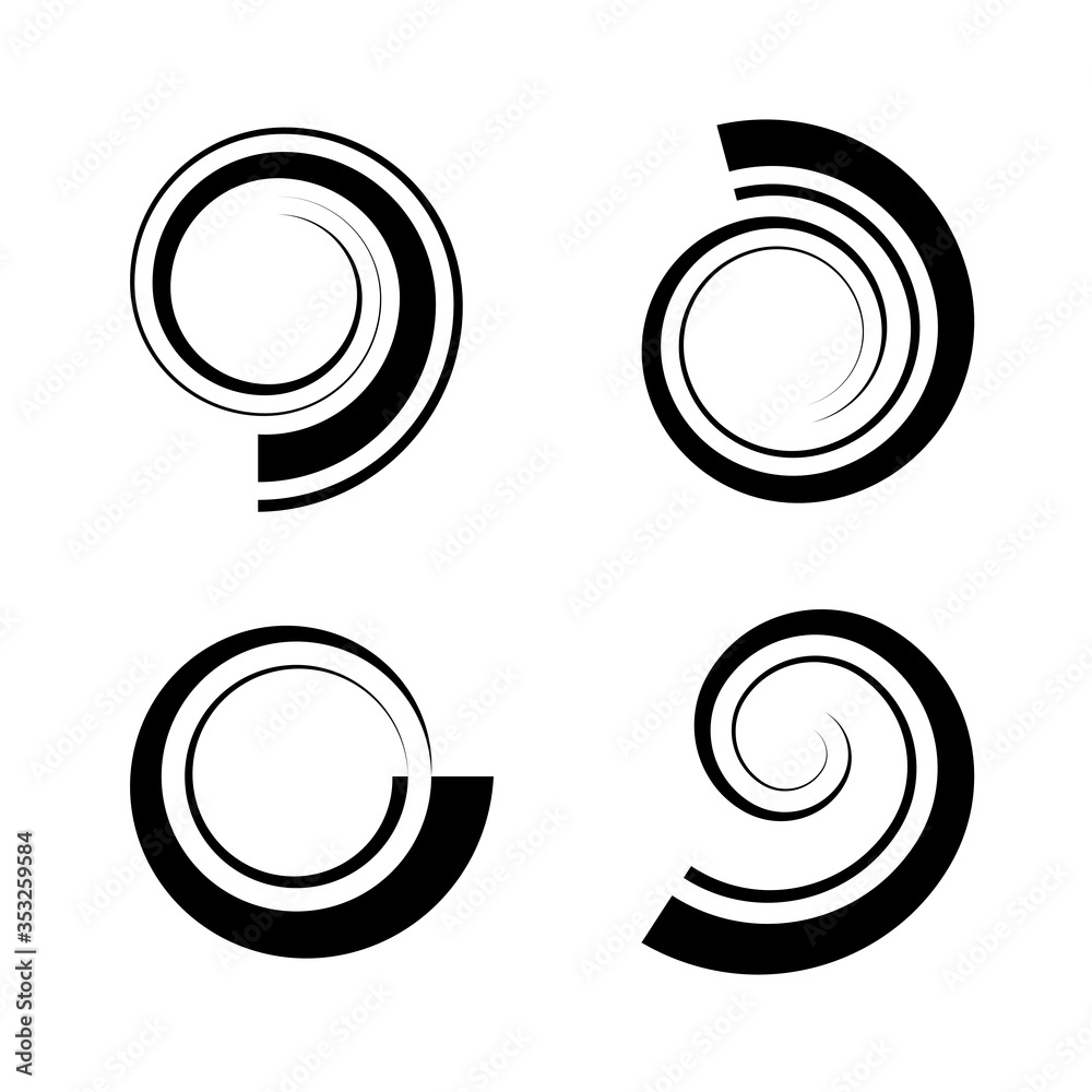 Abstract icons in spiral shape. Design elements set. Abstract icons in spiral shape. Design elements set.