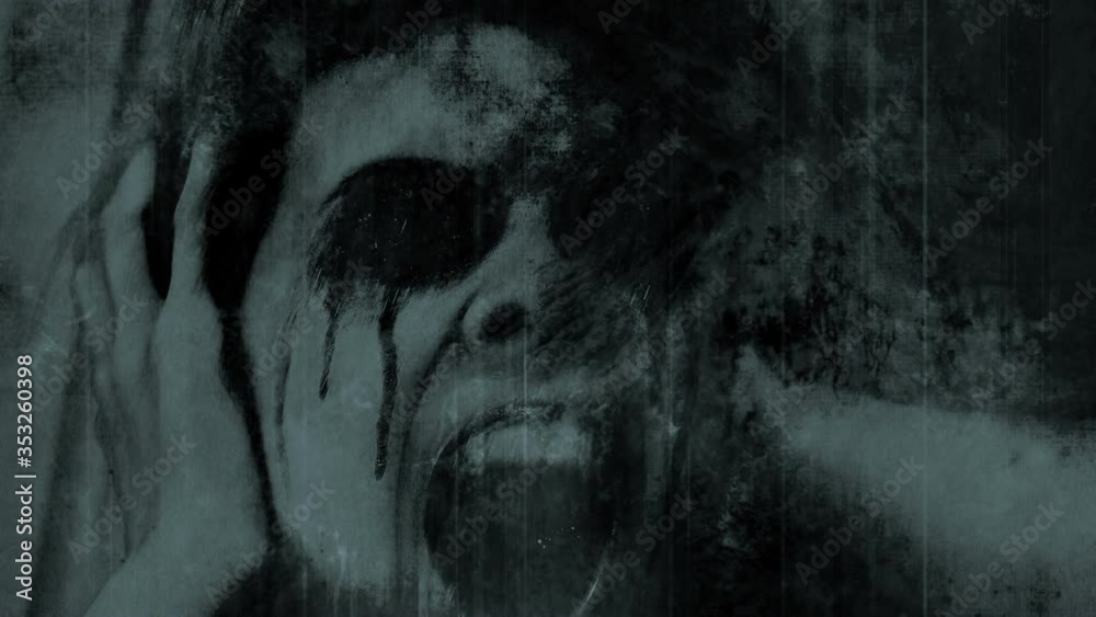 Eyes taken weird scary horror background loop