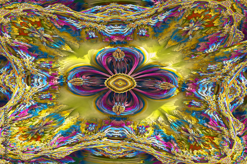 3D render. Fractal image of a 3D object. Fractal landscape. A colorful computer-generated image. The fractal background. Textures for the design. Abstract painting. Pattern